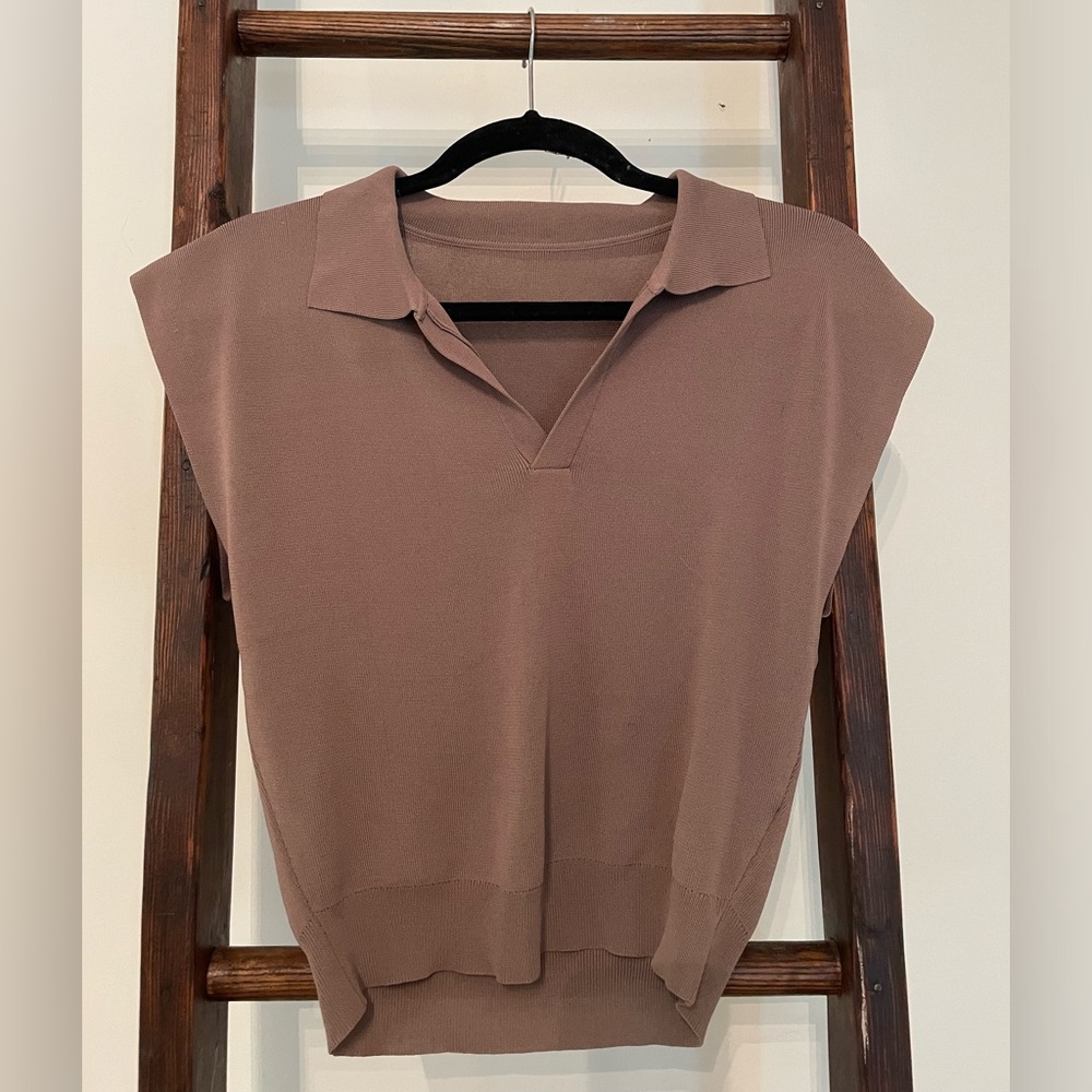 Thin light brown sweater vest